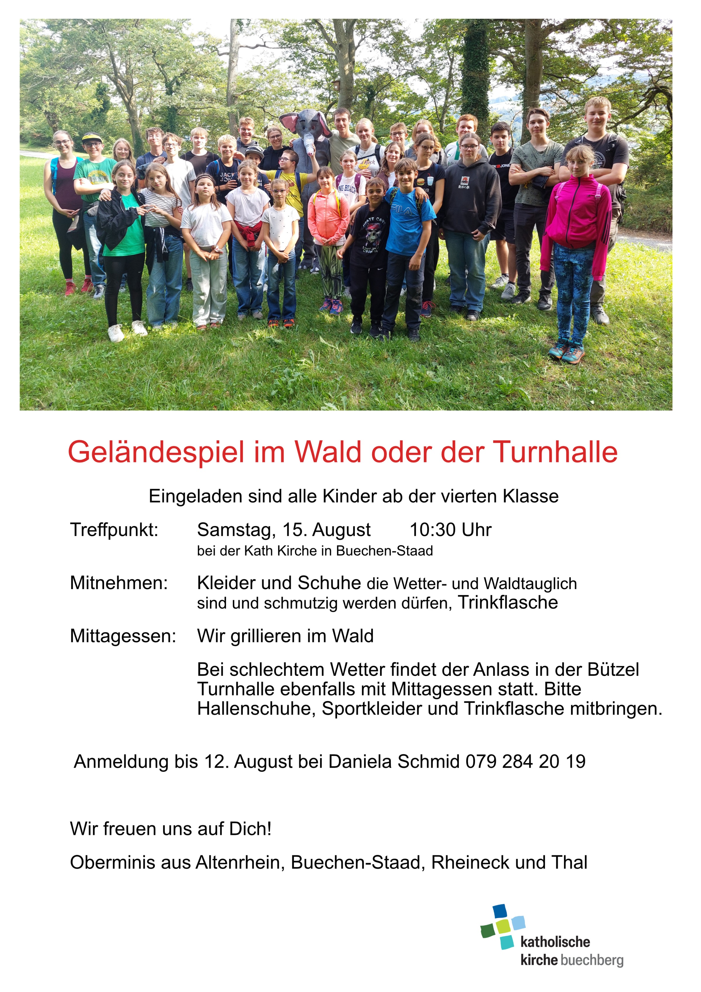 Geländespiel im Wald oder Turnhalle